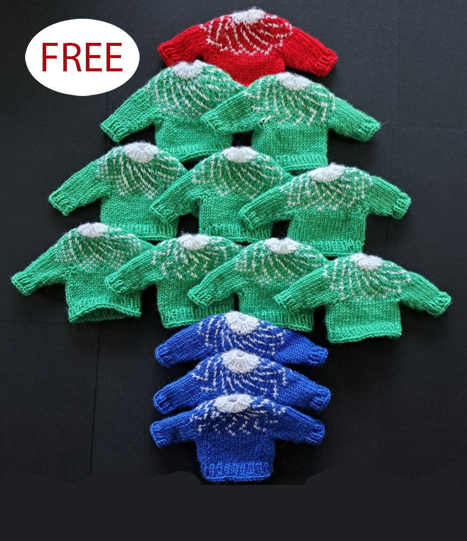 Free Christmas Mini Jumpers Ornaments knitting patterns