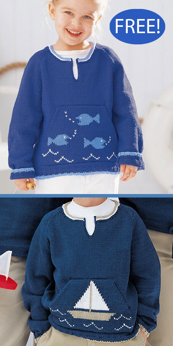 Free Child Sweater Knitting Pattern From the Sea Pullovers Boat Fish