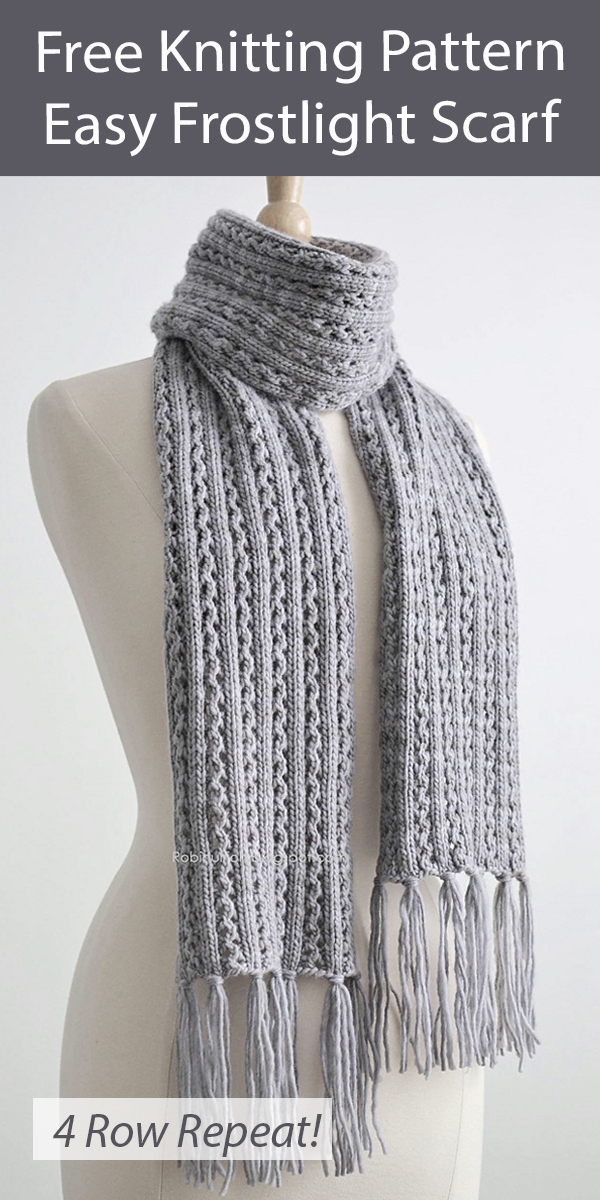 Free Knitting Pattern for 4 Row Repeat Frostlight Scarf