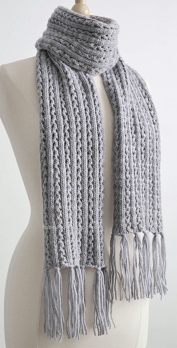Free Knitting Pattern for 4 Row Repeat Frostlight Scarf