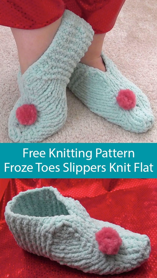 Free Knitting Pattern for Froze Toes Slippers Knit Flat