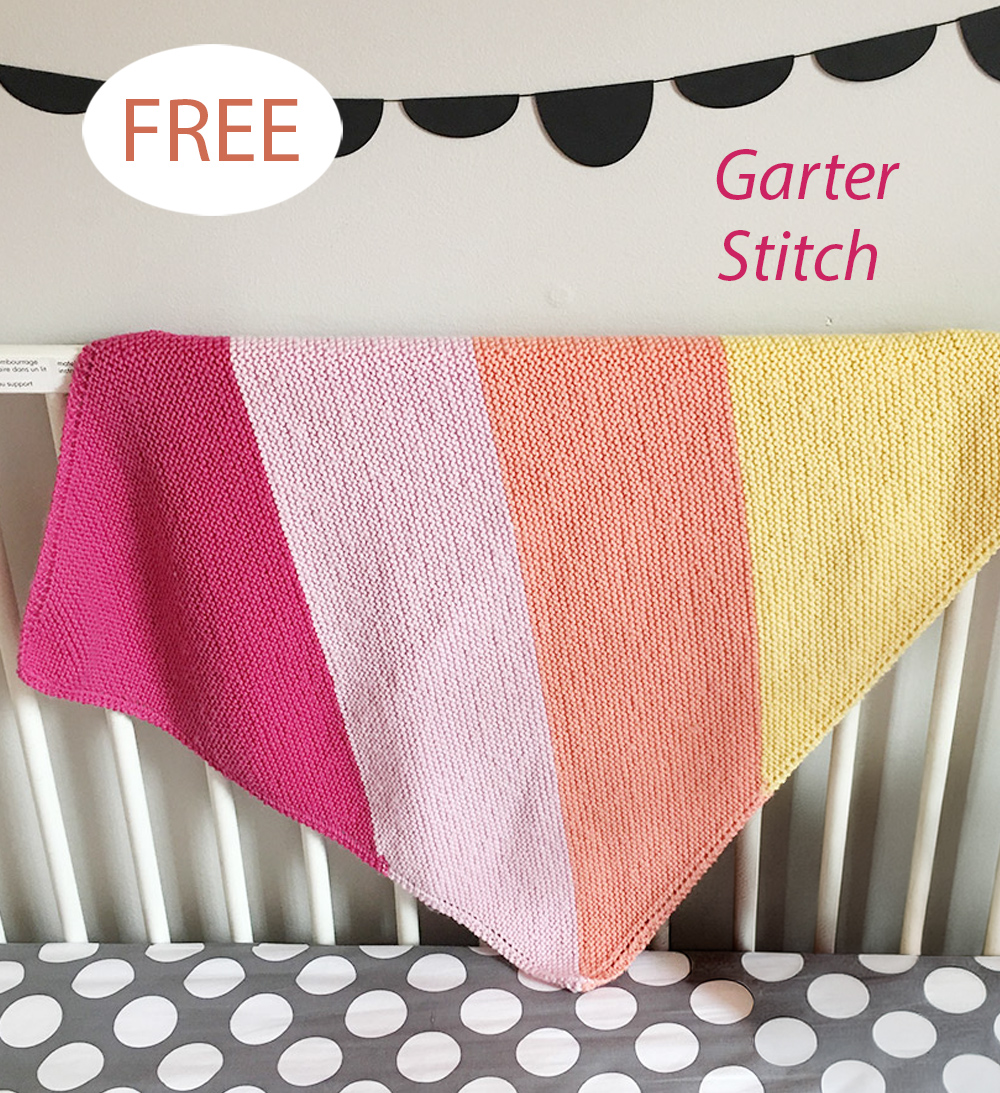 Free Easy Fruit Stripe Baby Blanket Knitting Pattern