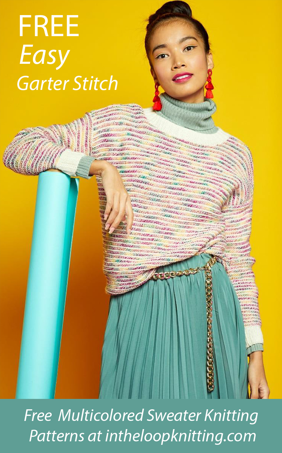 Free Women's Sweater Knitting Pattern Fruit Stripe Pullover