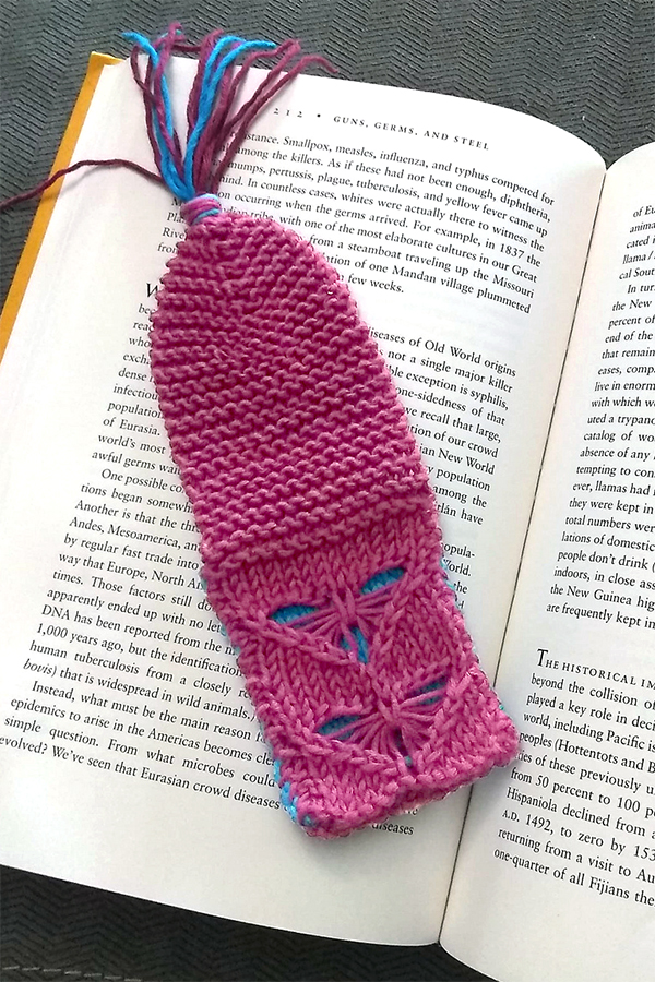Knitting Pattern for Butterfly Hearts Bookmark