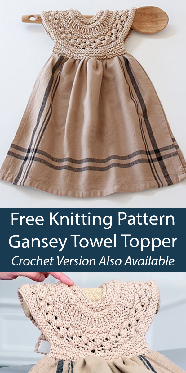 Free Knitting Pattern California Gansey Towel Topper