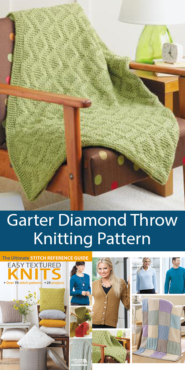 Garter Diamond Throw Knitting Pattern
