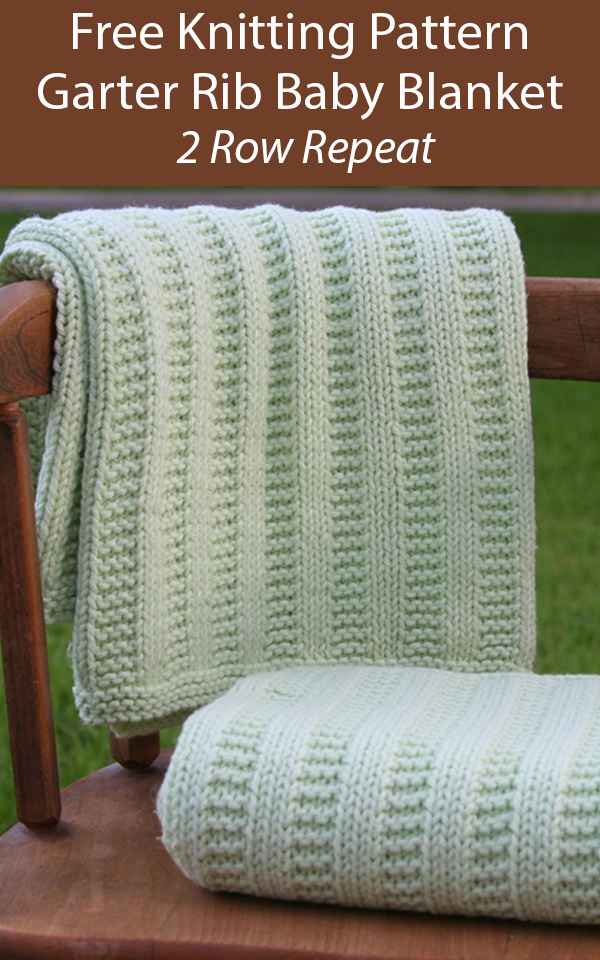 Free Knitting Pattern for Easy Garter Rib Baby Blanket