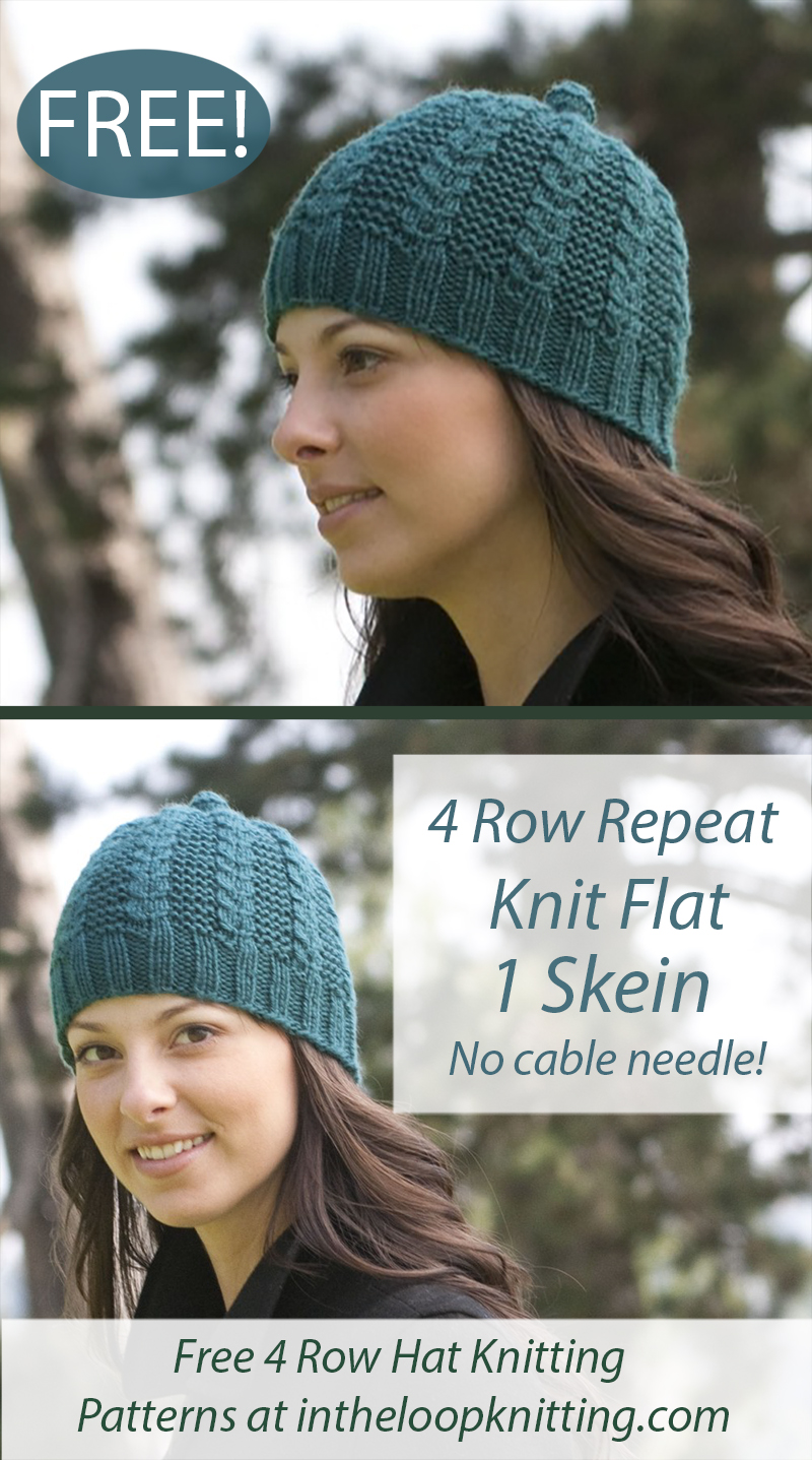 Free Hat Knitting Pattern Garter Rib with a Twist Hat One Skein 4 Row Repeat