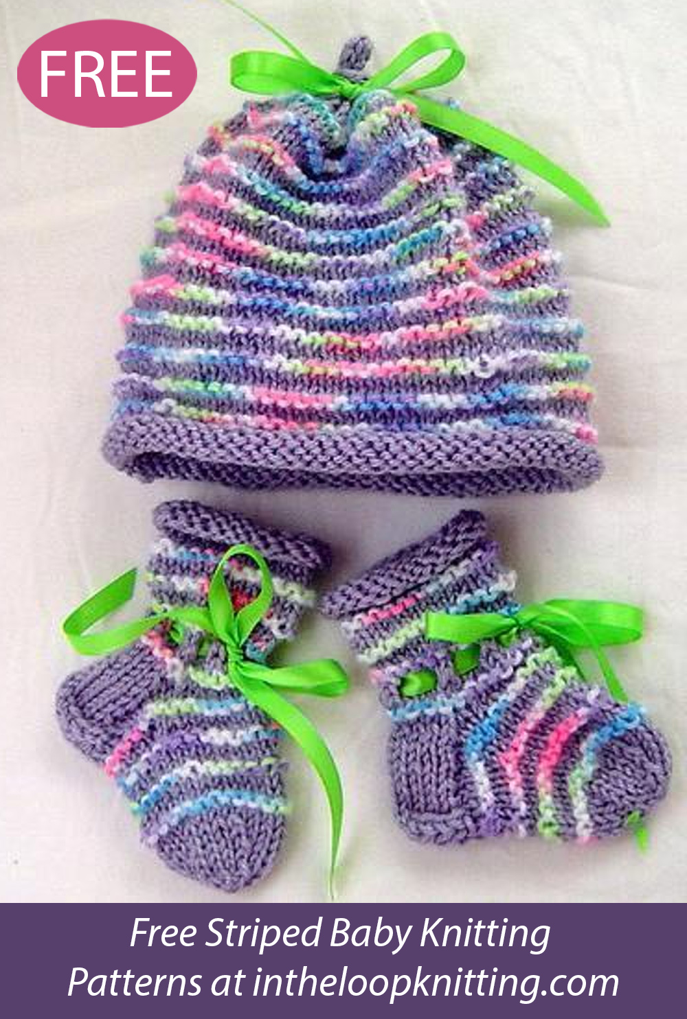 Free Garter Ridged Baby Hat and Booties Set Knitting Pattern