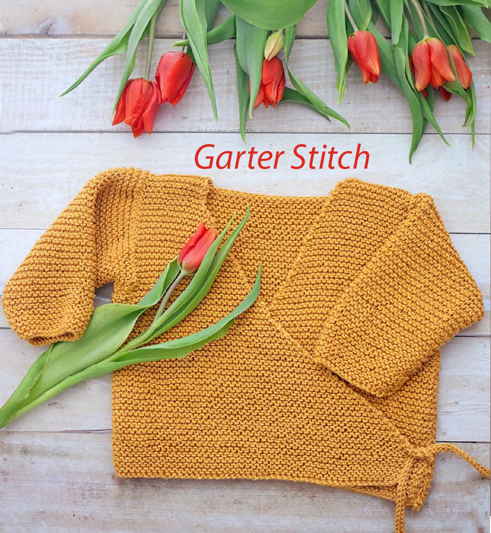Garter Stitch Baby Wrap Sweater Cardigan Knitting Pattern