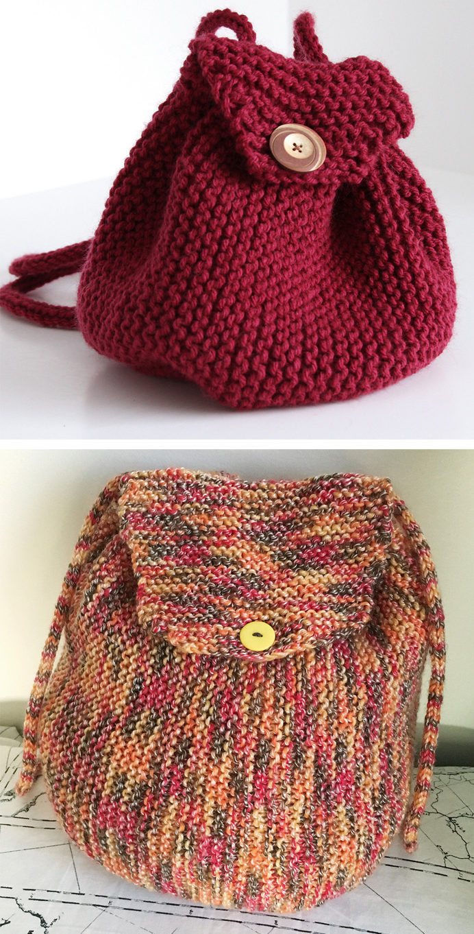 Free Knitting Pattern for Easy Garter Stitch Backpack
