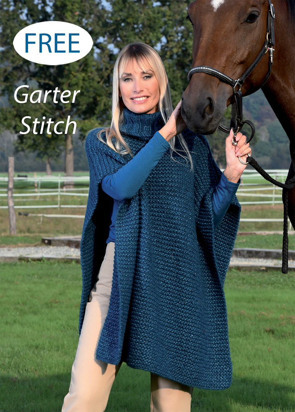 Garter Stitch Poncho  Knitting Pattern 