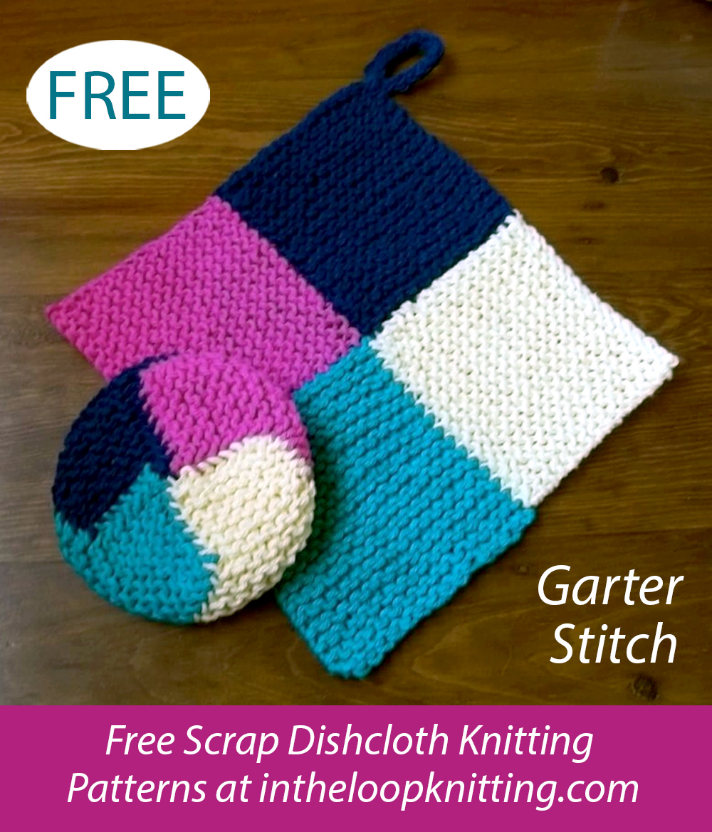 Free Garter Stitch Scrubber and Potholder Knitting Pattern Scrap Yarn