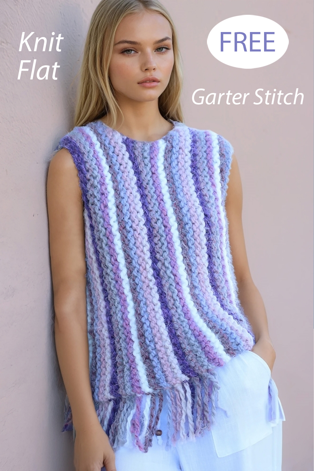 Garter Stitch Tassel Vest Tank Top Free Knitting Pattern