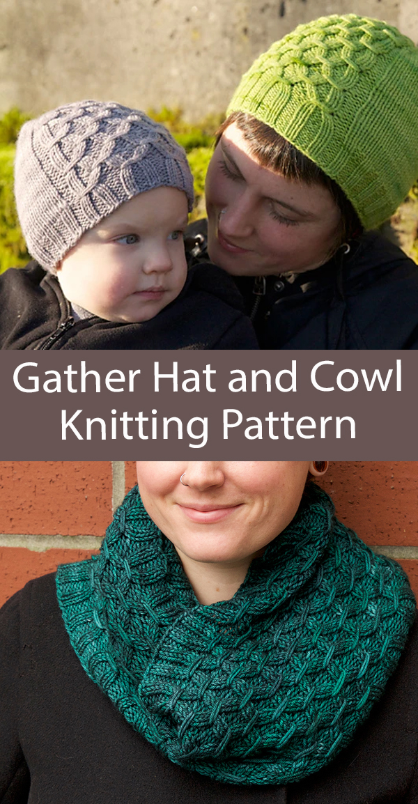 Matching Hat and Cowl Knitting Pattern Gather Baby through Adult