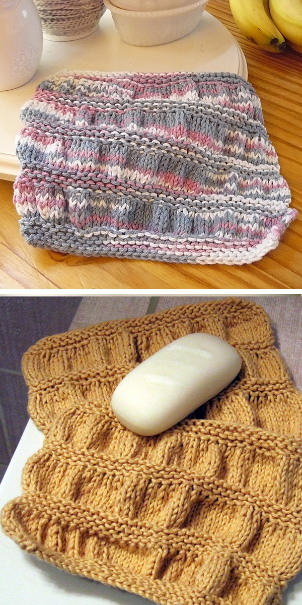Free Knitting Pattern for Easy Gathered Washcloth
