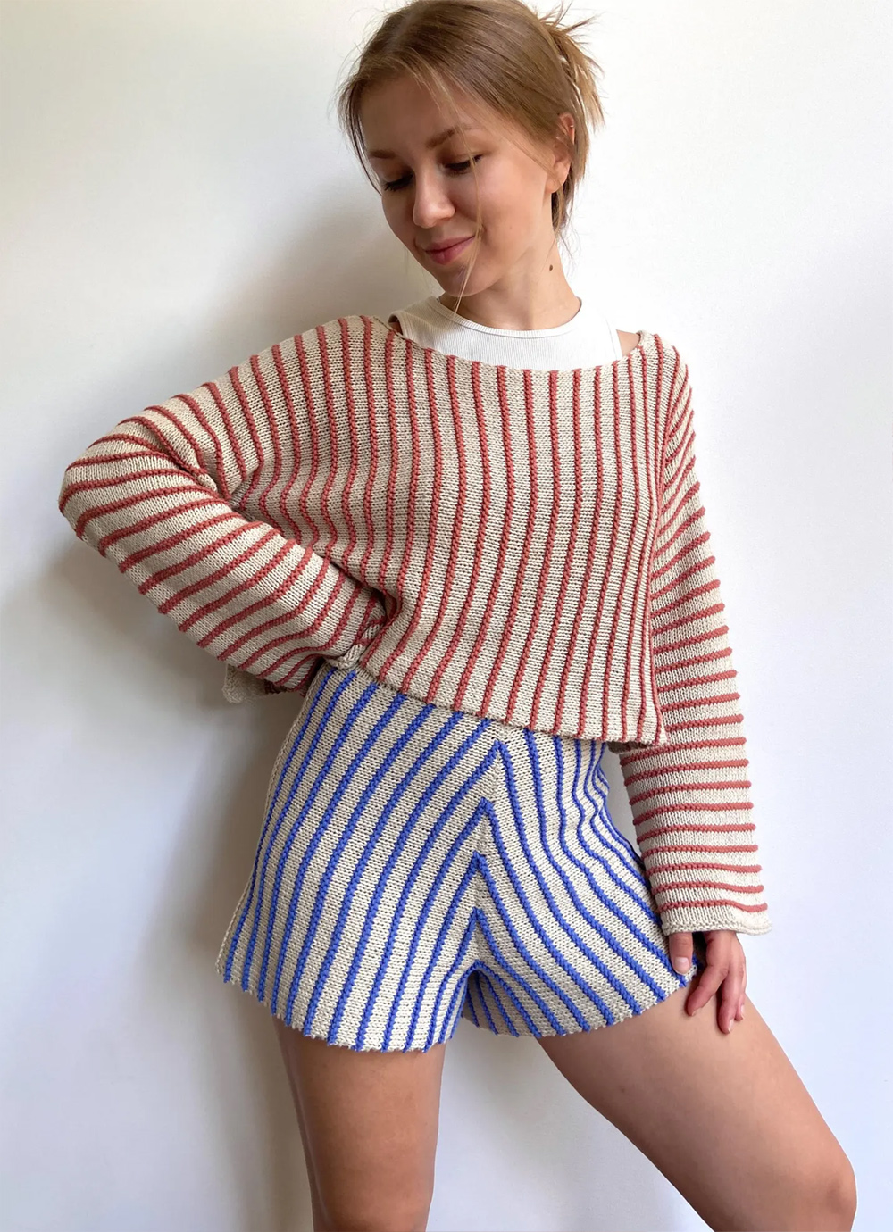 Gelma sweater top and Gelma shorts Knitting Pattern