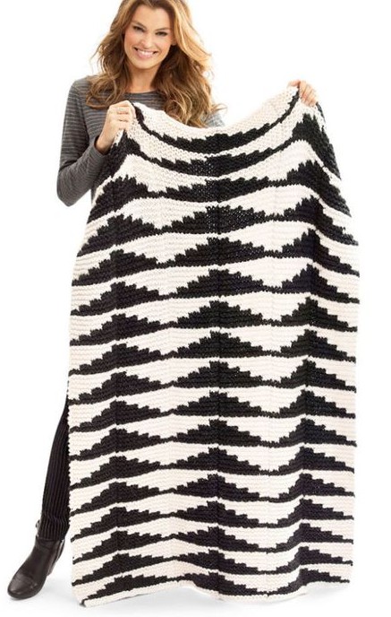 Free knitting pattern for Necks Best Thing Geometric Afghan and more geometric throw knitting patterns