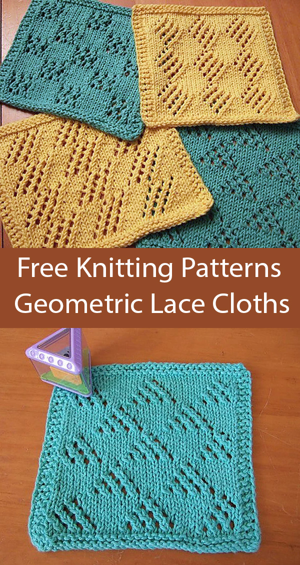 Free Dishcloths or Afghan Block Knitting Patterns Geometric Lace Series 