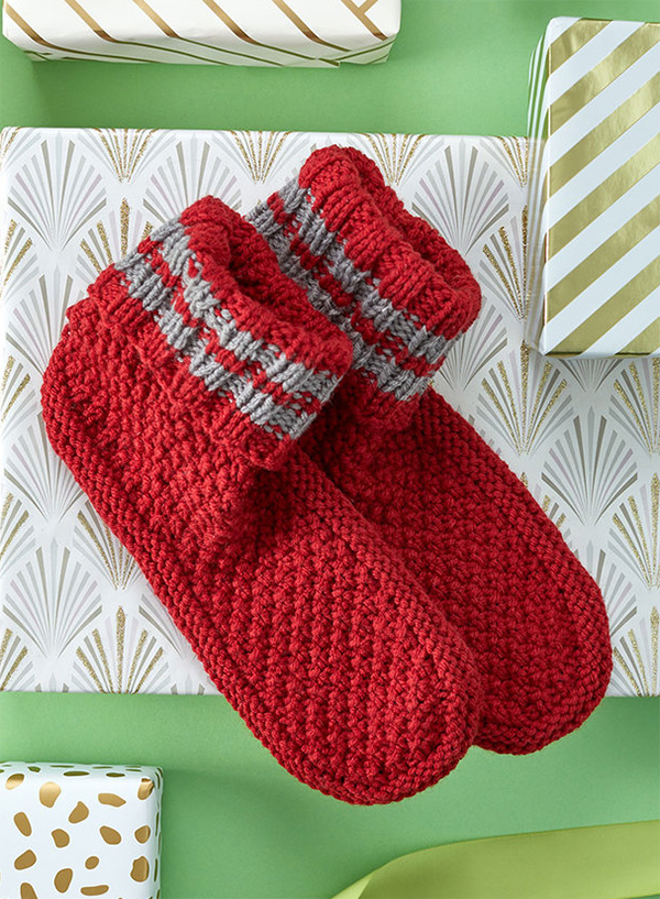 Free Knitting Pattern for Get Comfy Slipper Socks
