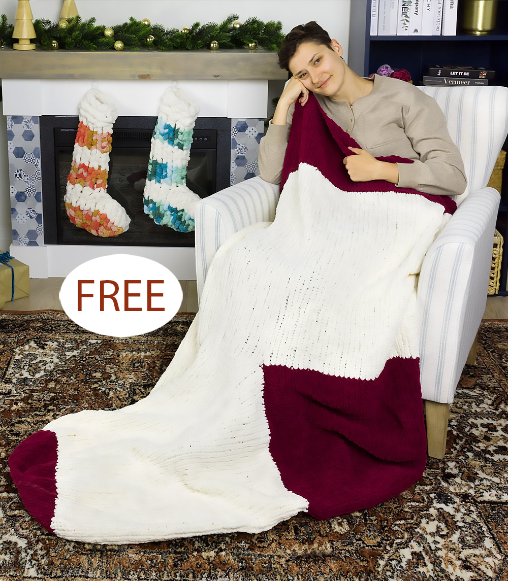 Free Christmas Giant Stocking Snuggle Sack Blanket Knitting Pattern