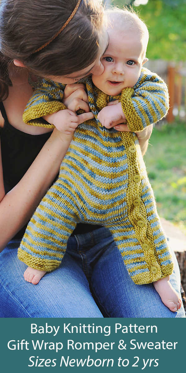 Baby Knitting Pattern Gift Wrap Romper & Sweater