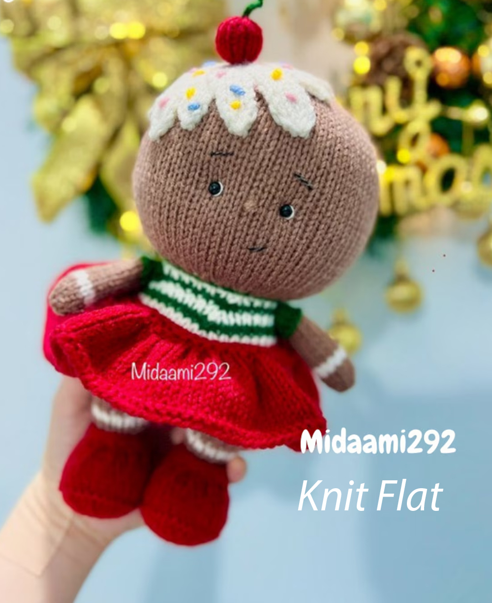 Christmas Gingerbread Doll Knitting Pattern Holiday Decoration