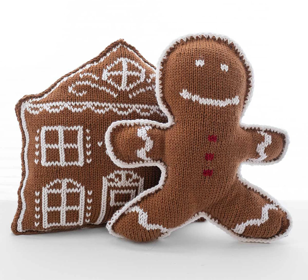 Christmas Gingerbread House and Gingerbread Man Knitting Pattern Holiday Decoration