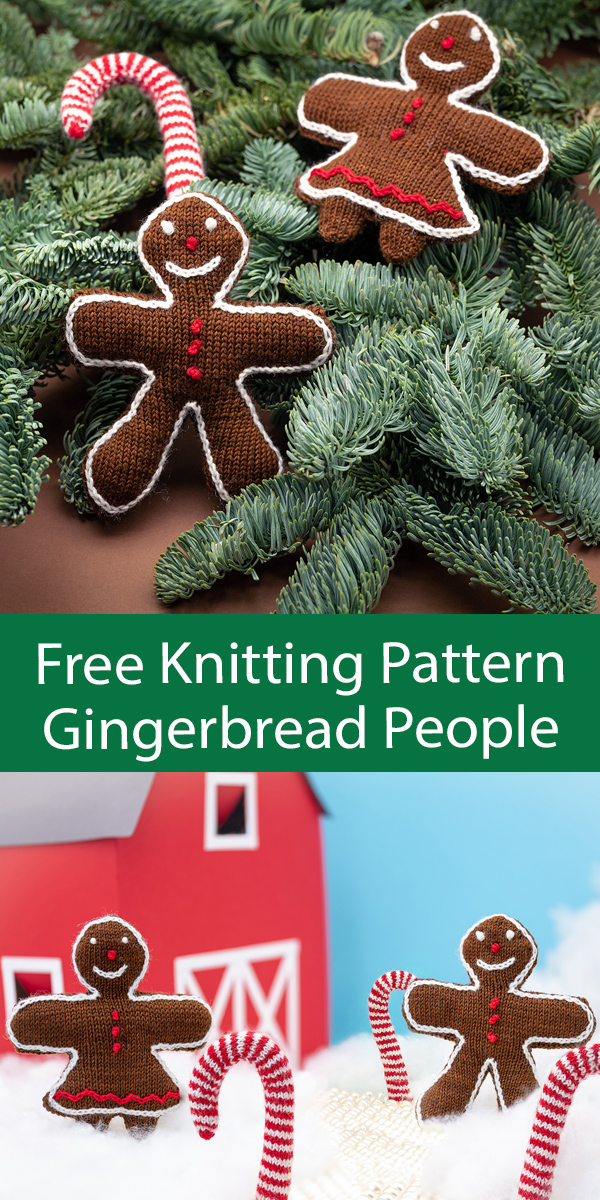 Free Christmas Ornament Knitting Pattern Gingerbread Man and Woman