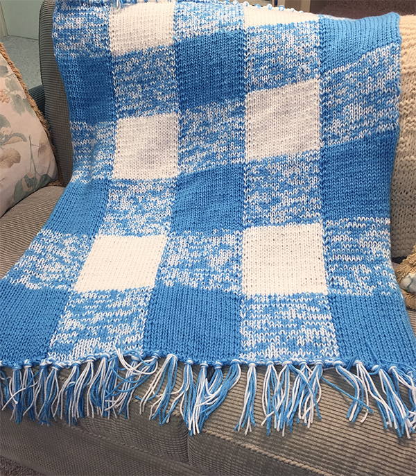 Knitting Pattern for Gingham Check Baby Blanket