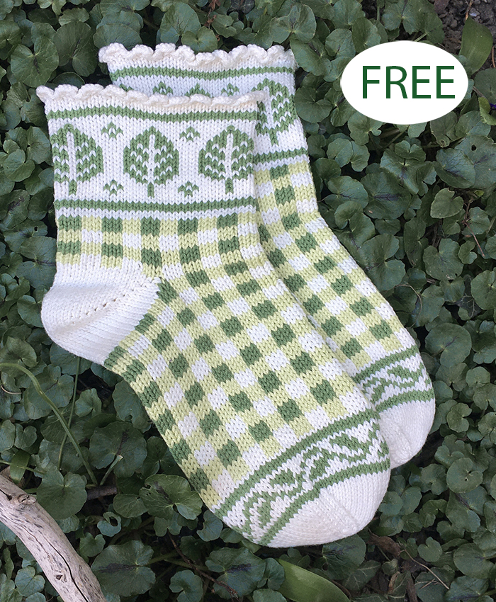 Free Knitting Pattern Gingham Leaf Socks