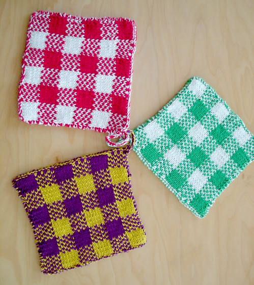 Free Knitting Pattern for Gingham Plaid Potholders