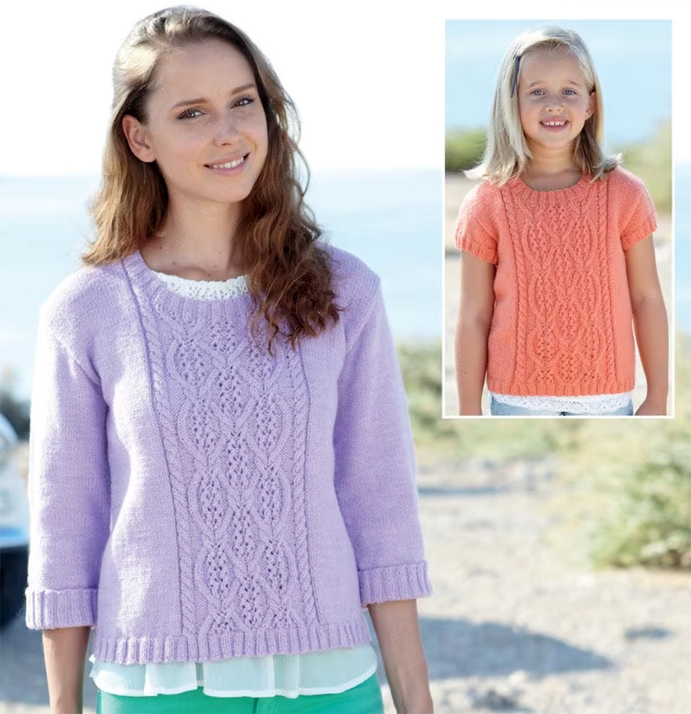 Cable Sweater Knitting Pattern for Children and Adults