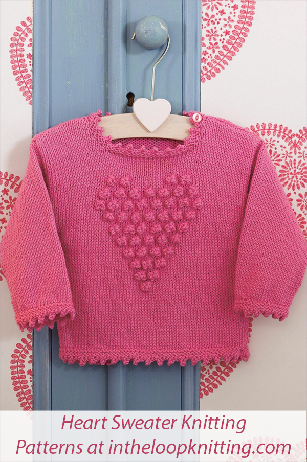 Baby Sweater Knitting Pattern Girls Bobble Heart Jumper