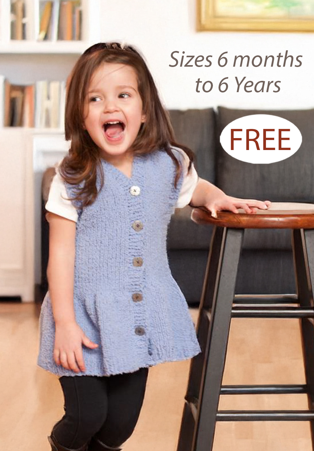 Free Girl's Drop Waist Vest Knitting Pattern