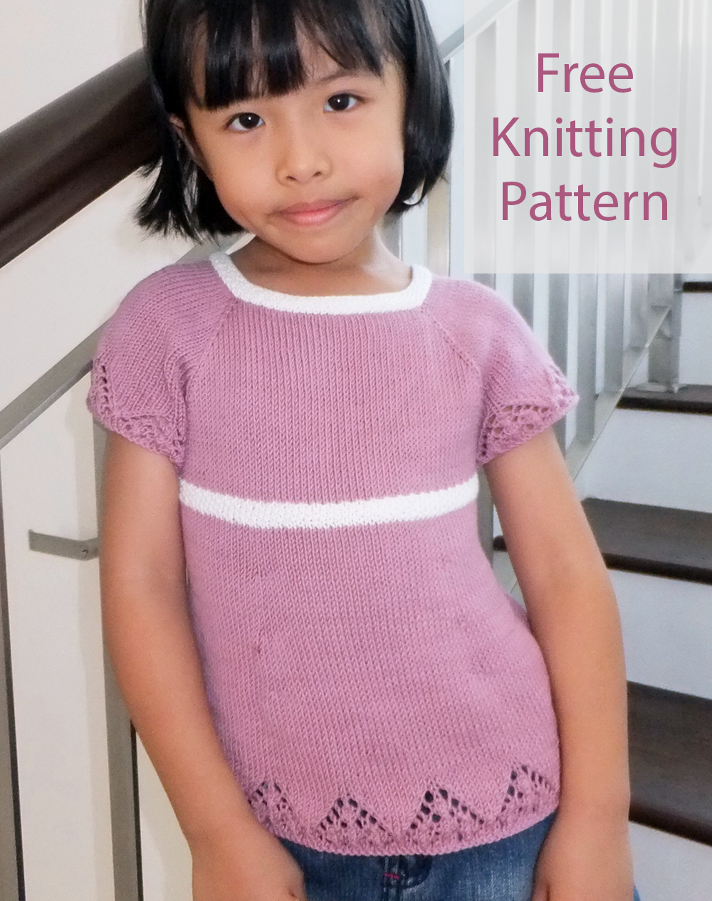 Free Child Girl's Lace Edging Summer Top Knitting Pattern