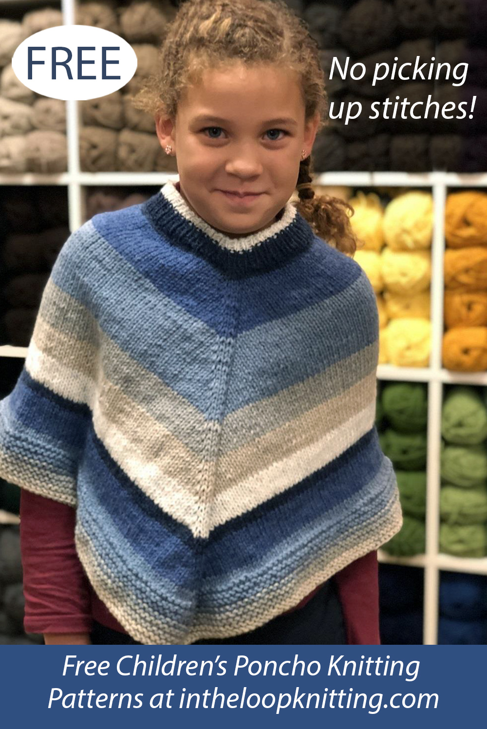 Free Child's Collared Poncho Knitting Pattern