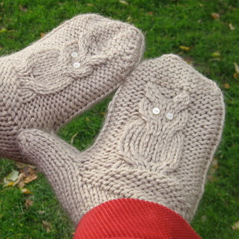 GiveaHoot owl mittens knit pattern free