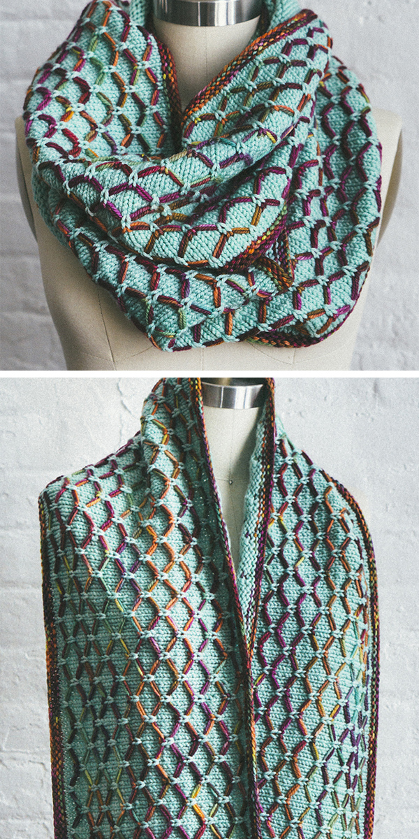 Free Knitting Pattern for 6 Row Repeat Glorious Cincuenta Cowl