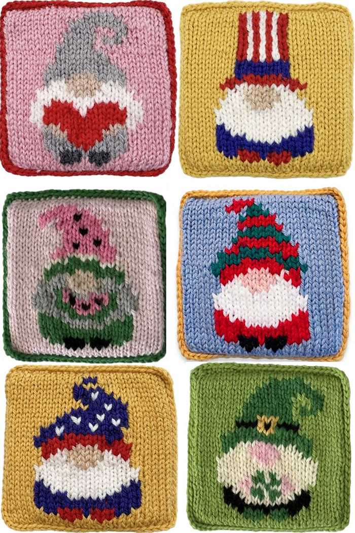 Free Gnomes Coasters Knitting Pattern