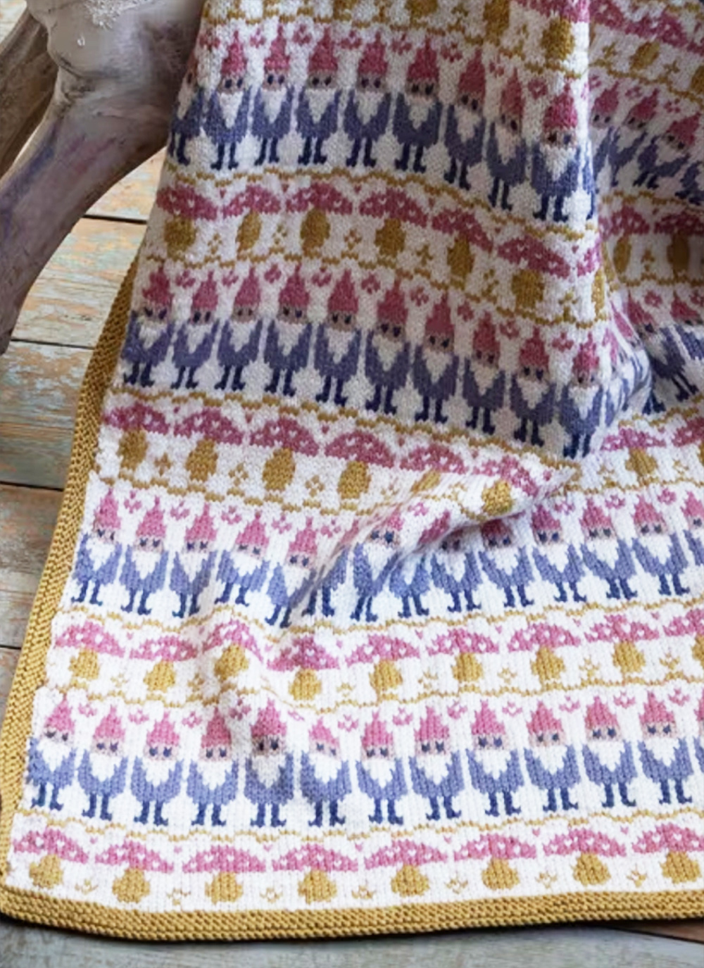 Gnomes and Toadstools Baby Blanket Knitting Pattern