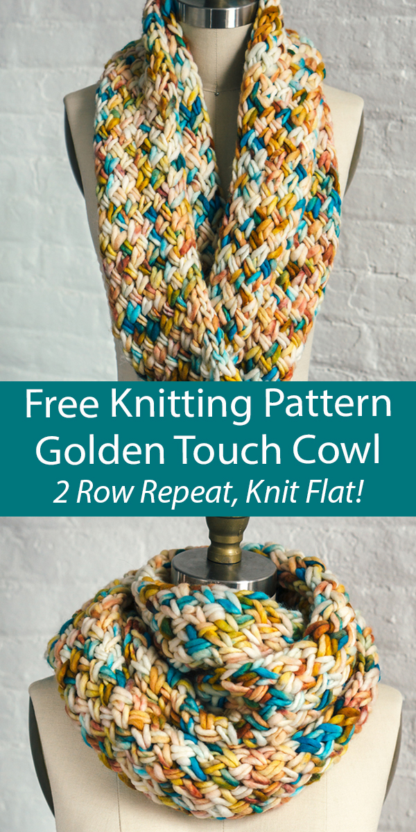 Free Cowl Knitting Pattern Golden Touch Cowl 2 Row Repeat