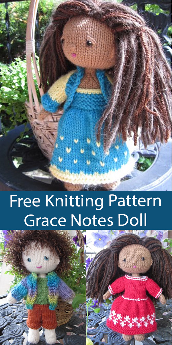 Free Doll Knitting Pattern Grace Notes Doll and Clothes