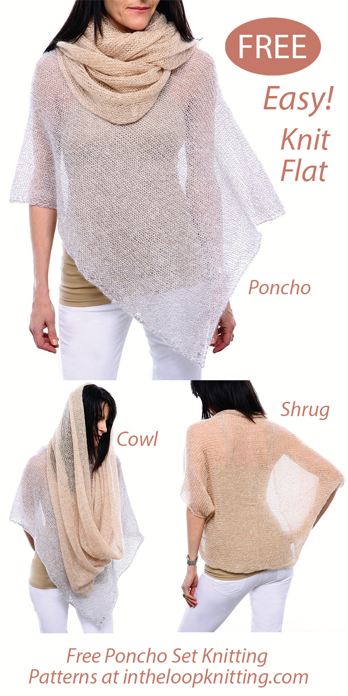 Free Grace and Style Poncho, Cowl, and Shrug Set Knitting Pattern