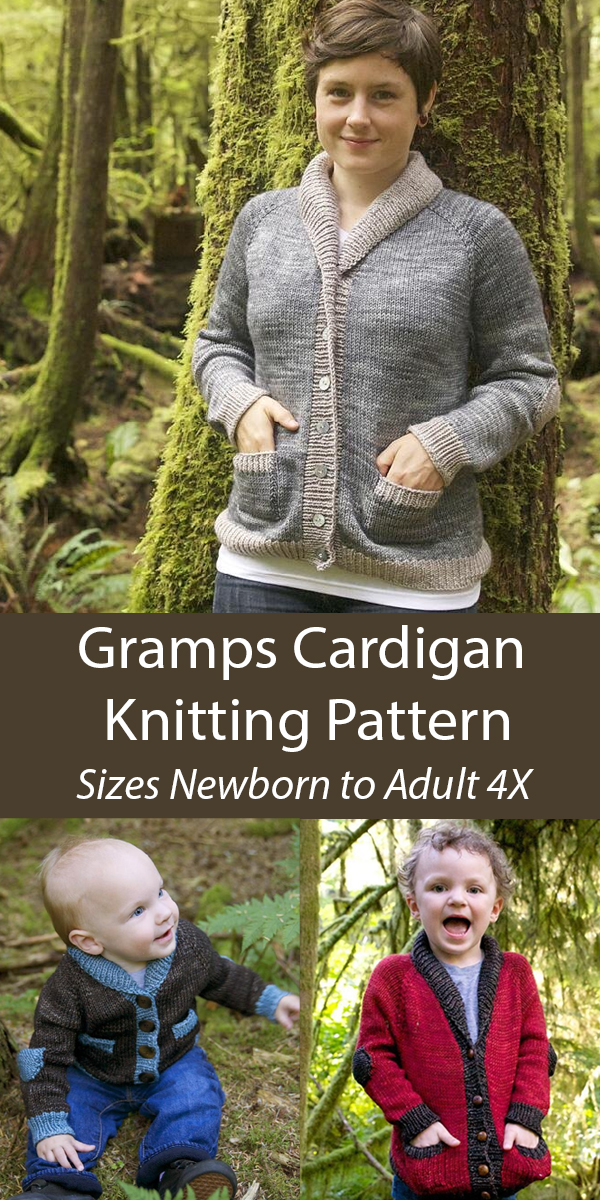 Gramps Cardigan Knitting Pattern Baby, Child, Adult Sizes