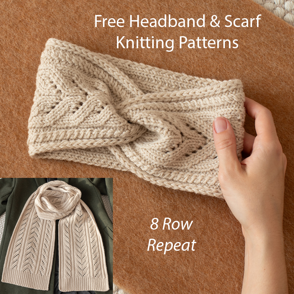 Free Grapevine  Headband and Scarf Knitting Pattern Set
