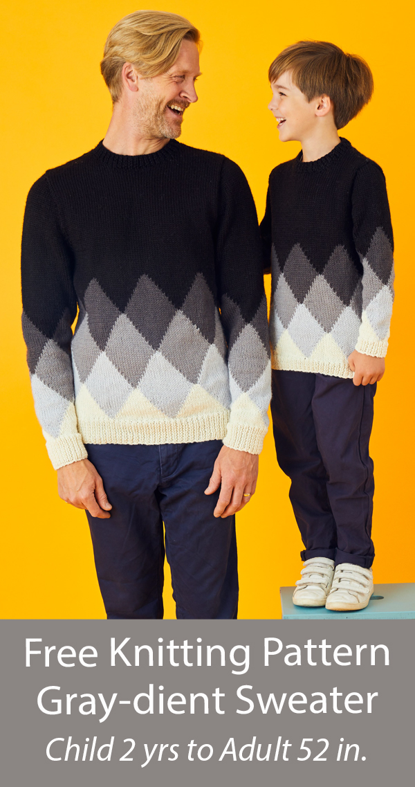 Free Sweater Knitting Pattern Gray-dient Sweater in Child and Adult Sizes