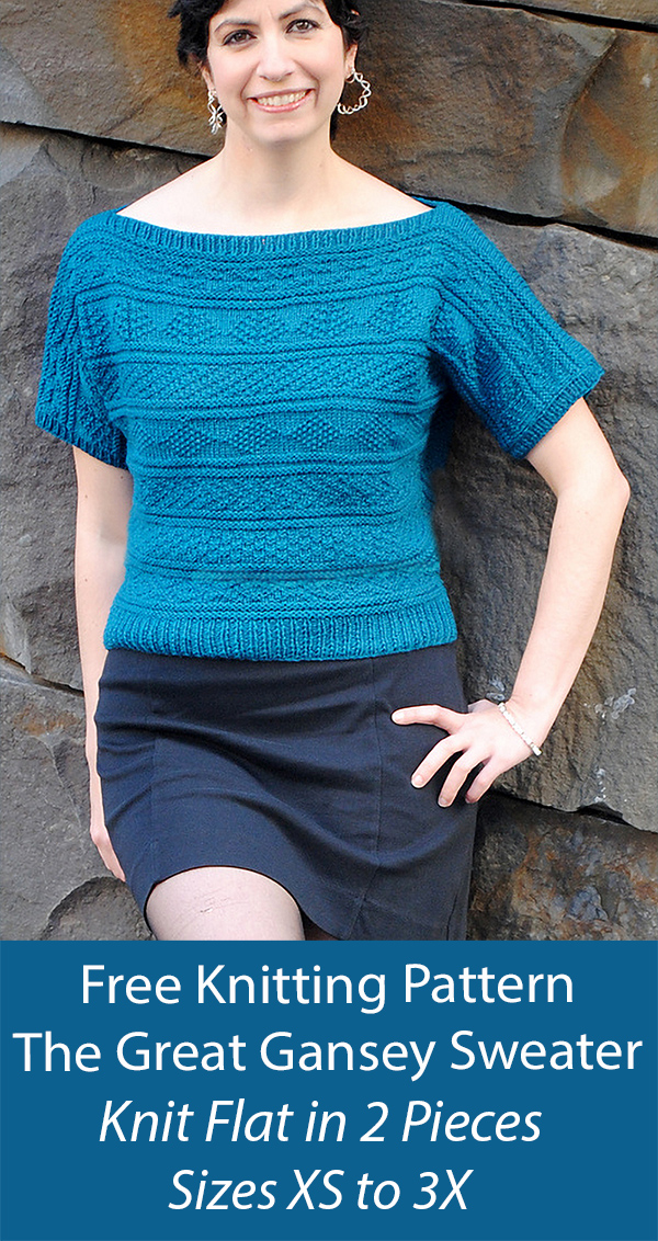 Free Sweater Knitting Pattern Great Gansey Tee Top