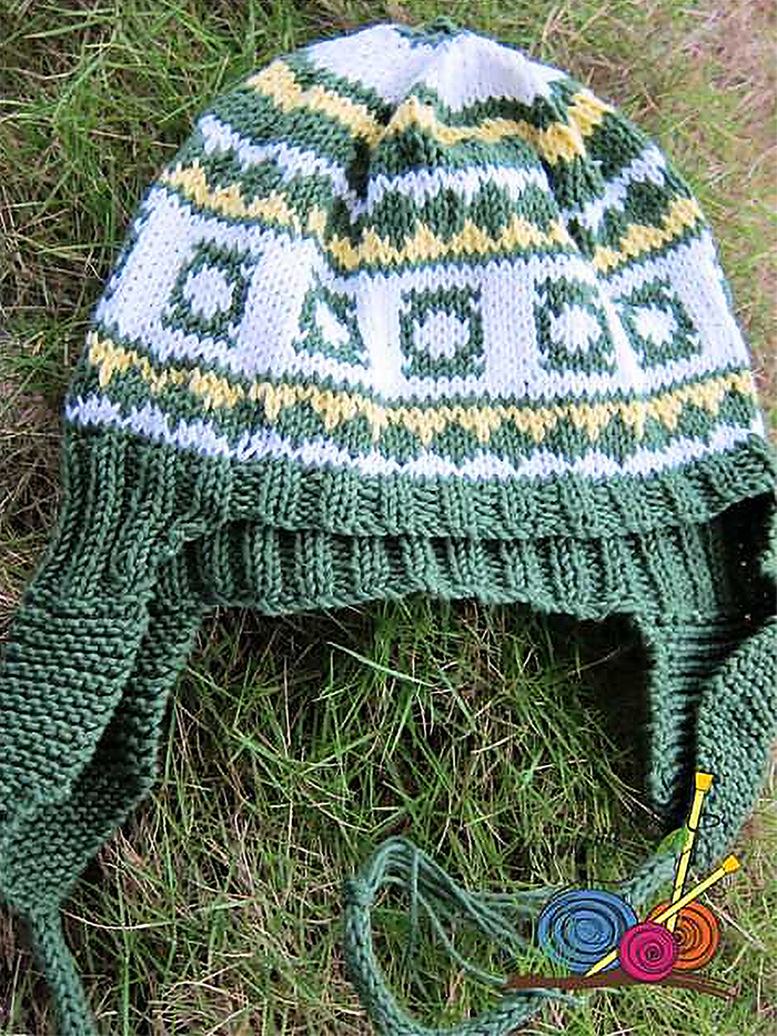 Free knitting pattern for Green Lantern Earflap Hat