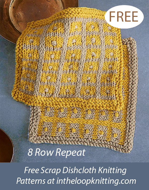 Free Gridded Texture Dishcloth Knitting Pattern Scrap Yarn
